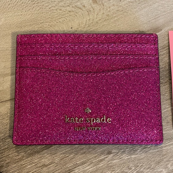 kate spade Handbags - NWT Kate Spade Hot Pink Glitter Card Holder